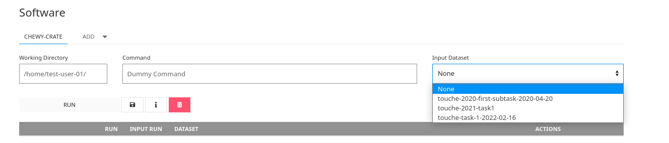 Software configuration in TIRA.