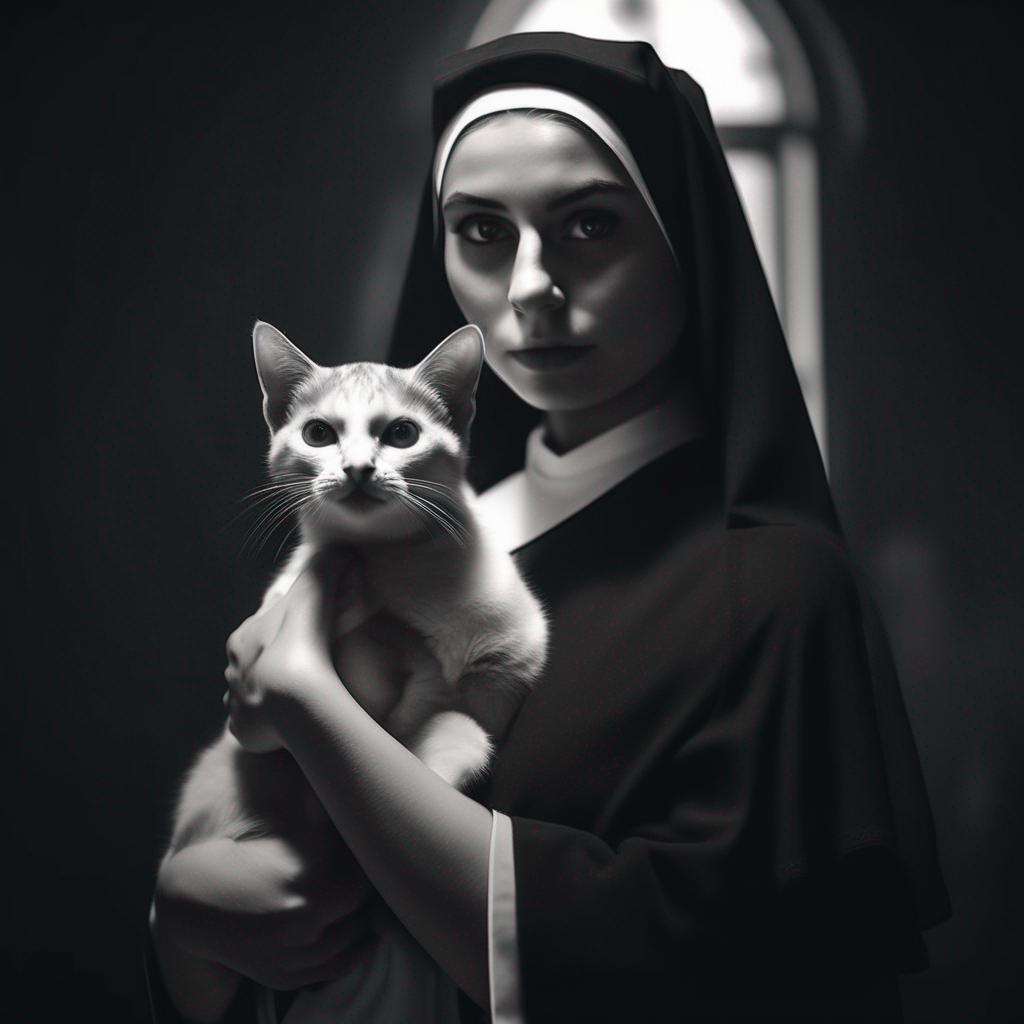 nun with cat